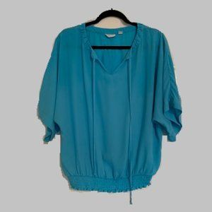 New York & Company Blue Blouse w/ Draw Strings